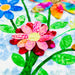 Colorful flower and leaf patterns on a textured white background