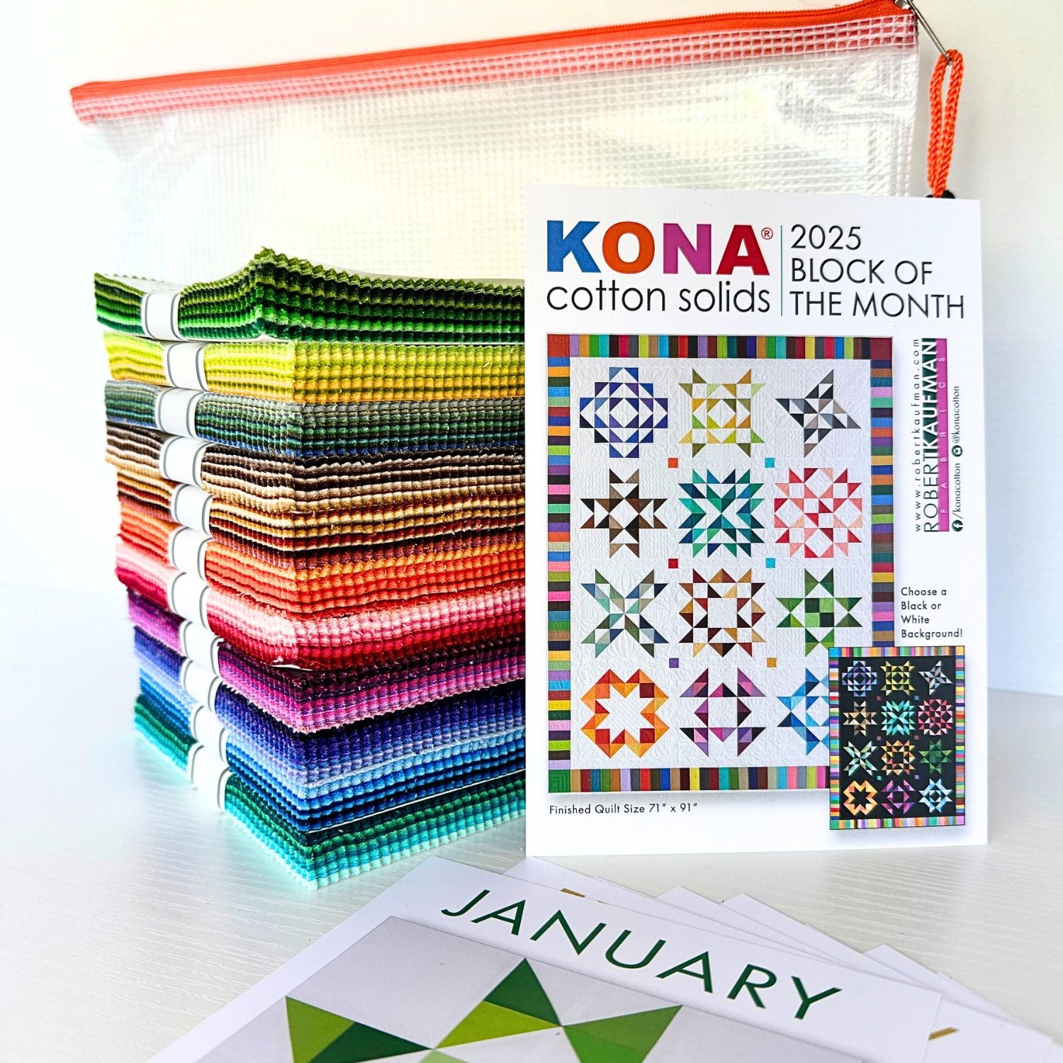 Kona Cotton Solids - 2025 Block of the Month Quilt Kit Now Available - Featuring Robert Kaufman Fabrics