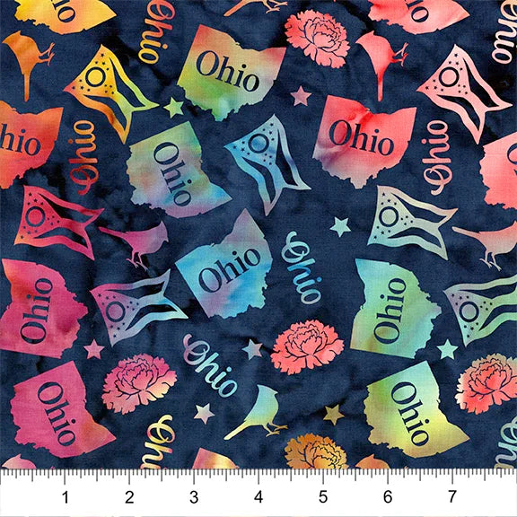 2026 All Ohio Shop Hop Fabric Preview - Flags Multi | Quilt Beginnings