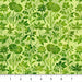 Green floral patterned fabric with a ruler at the bottom