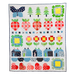 Colorful quilt with various patterns on a white background