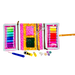 Colorful sewing kit with thread, scissors, and other tools on a white background